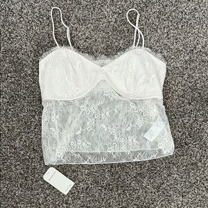 Abercrombie and Fitch Elegant Lace Camisole in white